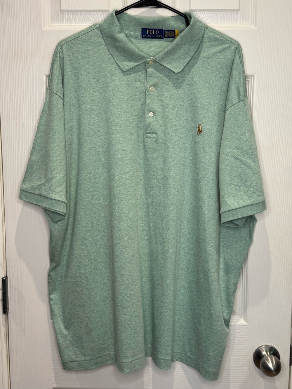 Polo Ralph Lauren Men's 2XB Short Sleeve Polo Green Flesh Pony Resortwear Golf - Picture 2 of 7